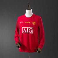 Camisa I Retrô Manchester United 2007/08 Manga Longa